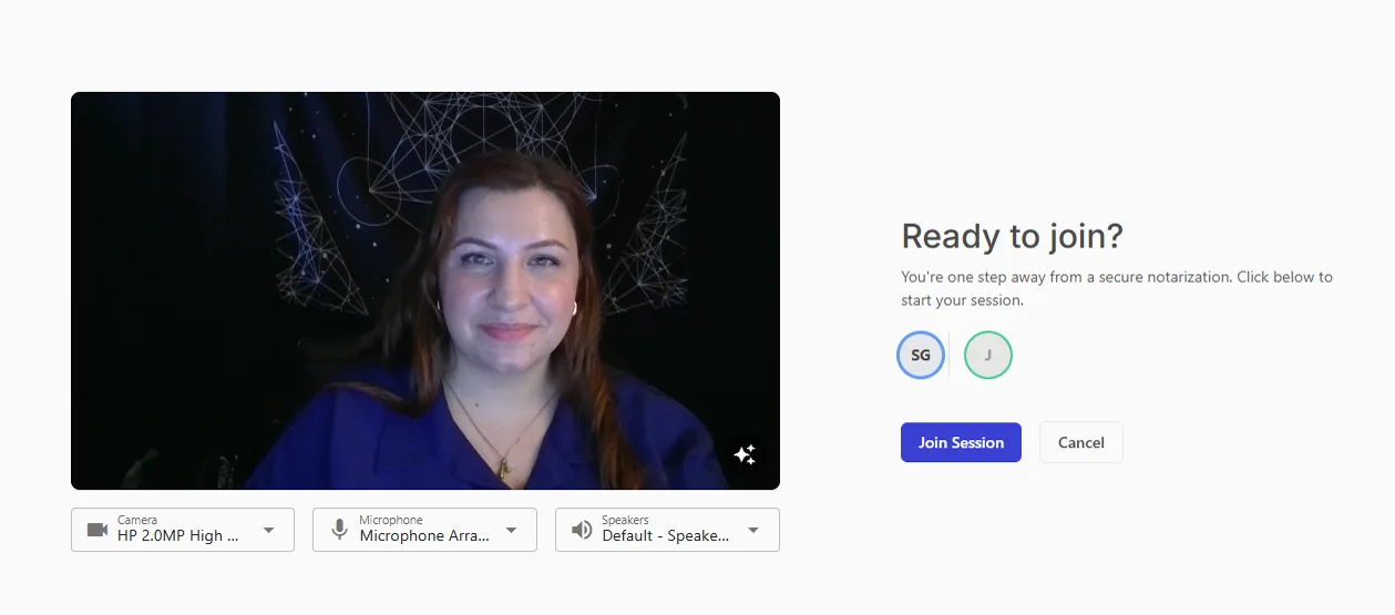 Serenity Grothen ready to start a secure virtual notary session